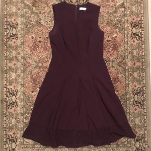 Calvin Klein deep purple fit and flare dress